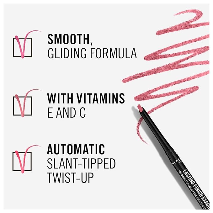 Rimmel Lasting Finish Exaggerate Automatic Lip Liner - Rich, Smooth Formula, Long Lasting - 63 Eastend Pink, .01oz