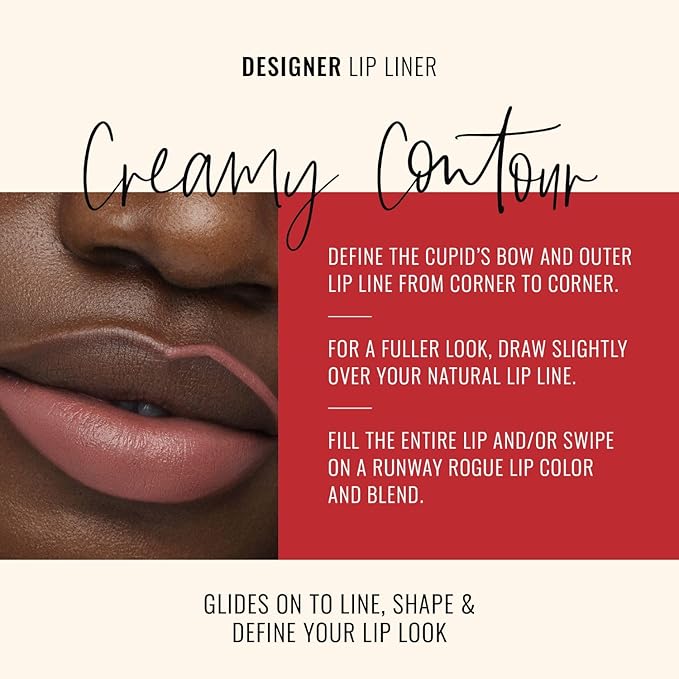 Runway Rogue Designer Liner Lip Pencil, Matte Spiced-Nude Lip Liner Pencil and Lip Liner Sharpener, ‘Nude Awakening'