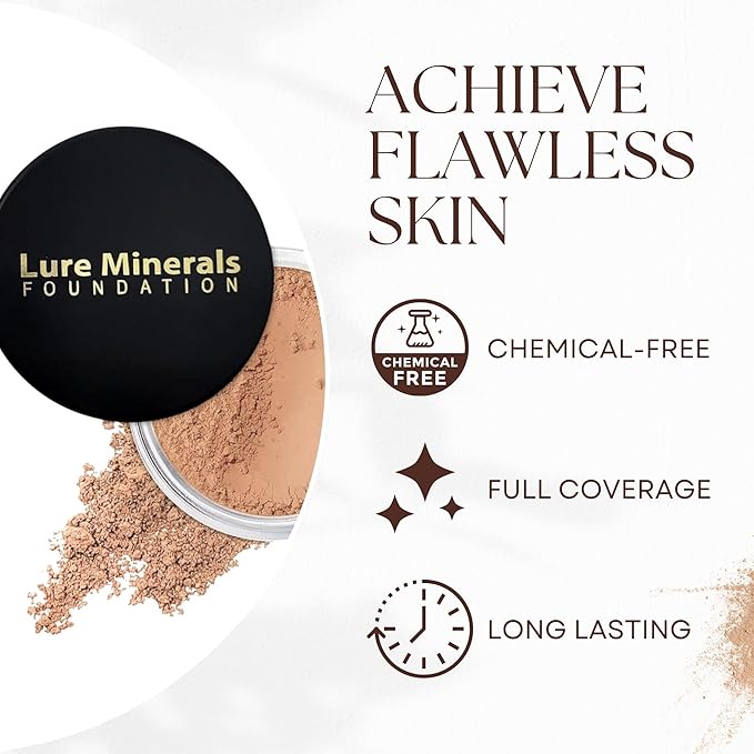 Lure Minerals Mineral Foundation Loose Powder - 8g, Mineral Makeup Face Powder Foundation (Beige Medium - Luminous)