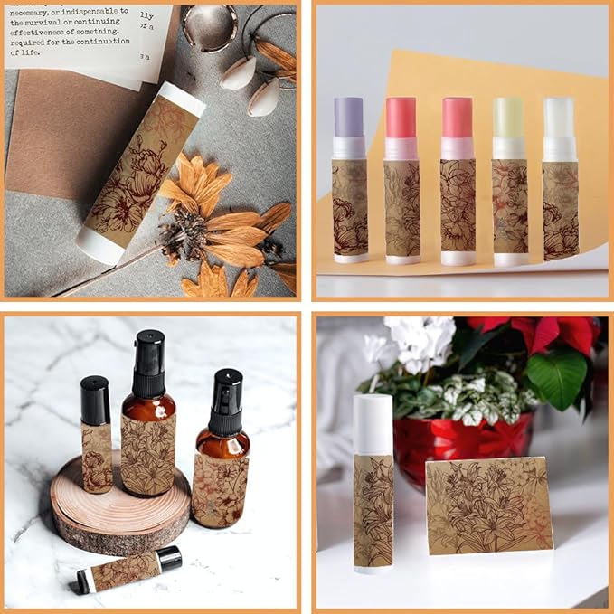 OLYCRAFT 100Pcs Self-Adhesive Lip Balm Tag Wrapping