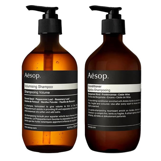 Aesop Volumizing Shampoo and Conditioner Set | Cleanses Hair and Scalp for Soft, Shiny, Fragrant Hair | Paraben-Free + Cruelty-Free | Set of 2 (16.9 oz + 17.5 oz)