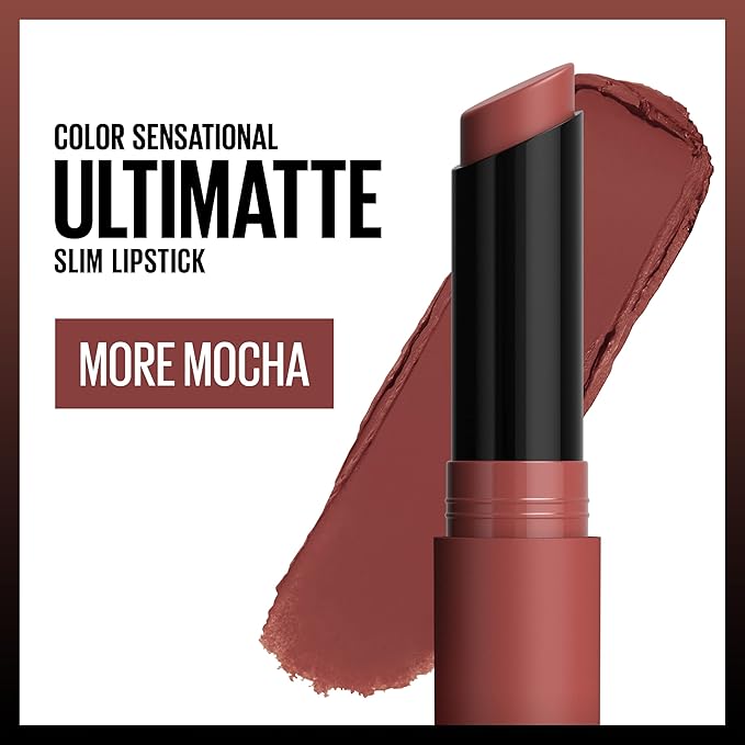 Maybelline Color Sensational Ultimatte Matte Lipstick, Non-Drying, Intense Color Pigment, More Mocha, Mid-Tone Mauve, 1 Count
