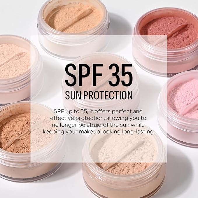 Mineral Powder Foundation, SPF 35 Natural Glow Base Foundation, Skin-improving Buildable Coverage Lightweight and Oil Control Makeup Sunscreen Powder-Fair Light, 0.28oz