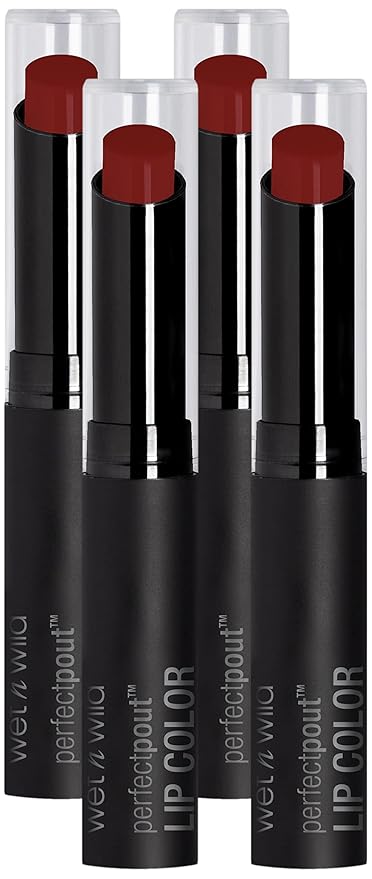 wet n wild Perfect Pout Lipstick, Red Club Brat, Vegan | Gluten-Free | Cruelty-Free | Lip Color, Lip Color (Pack of 4)