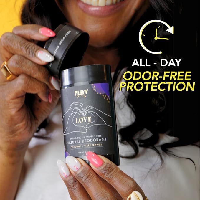 PLAY PITS - 2 Pack - Natural Deodorant - Safe for Men & Women w/Sensitive Skin - Clean, Non-Toxic, & Paraben Free – LOVE Scent - Infused w/Essential Oils – 2.65 Oz.