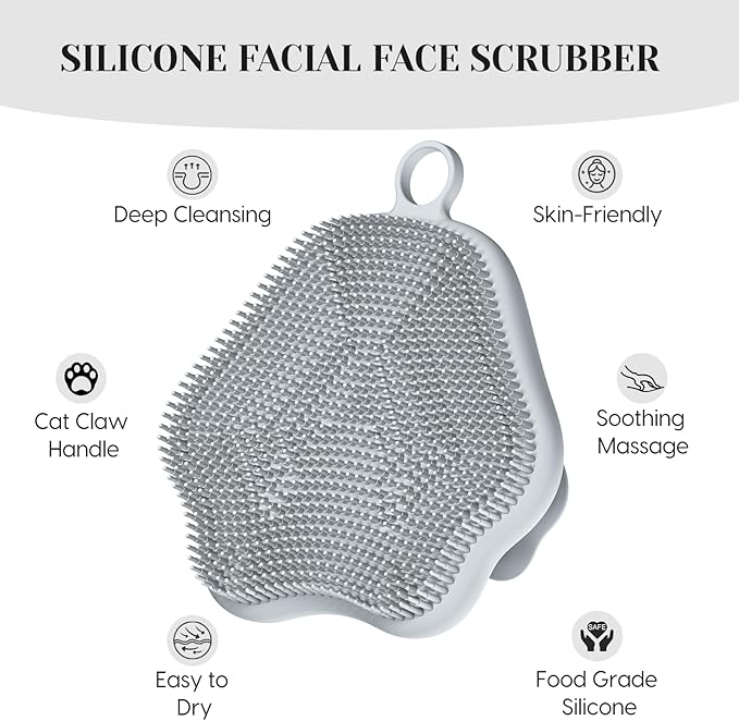 VWMYQ Silicone Face Scrubber - Exfoliating Face Scrubber for Women and Man, Gentle Facial Cleansing Brush Blackhead Acne Pore Pad Cradle Cap, Manual Soft Face Wash Brush for Deep Skin Care