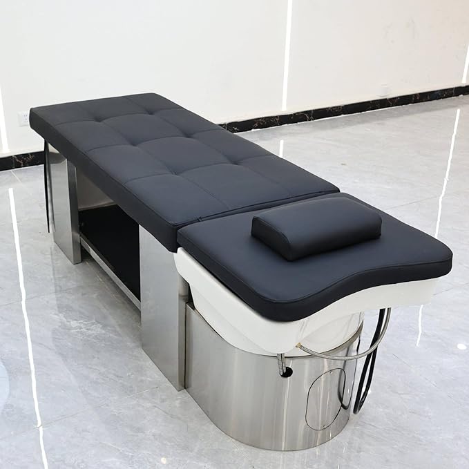 TATARTIST Head Spa Bed with Fumigation Head Therapy Shampoo Bed Water Circulation Massage Shampoo Backwash Unit Spa Hair Salon Equipment (Black)
