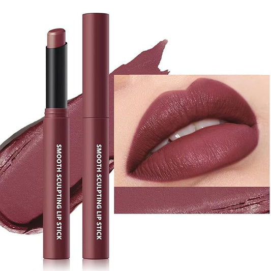 Dark Red Lipstick For Women Matte Highly Pigmented Lip stick Hypoallergenic Waterproof Long Lasting Lipsticks Quick Makeup Lightweight Portable # 12