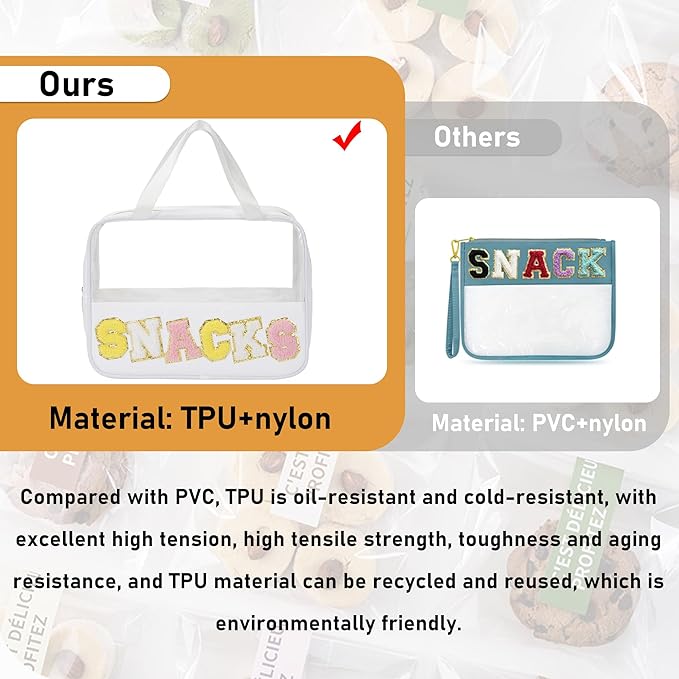 Chenille letter snacks bag zipper