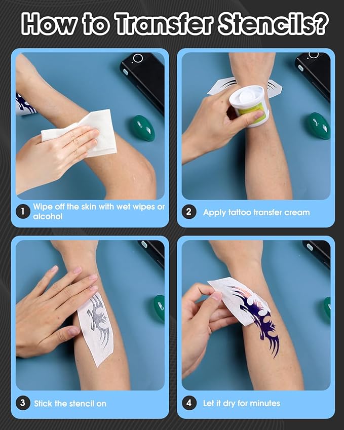 Phomemo M08F Upgraded Tattoo Stencil Printer, Thermal Stencil Printer with 10pcs Transfer Paper, Tattoo Supplies for Artists & Beginners, Compatible with Phone, Tablet & PC, Black & Blue