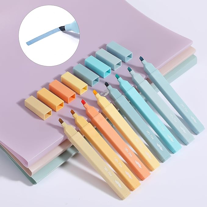 Mr. Pen- Aesthetic Highlighters, 8 pcs, Chisel Tip, Pastel Colors, Cute Highlighters Assorted Colors