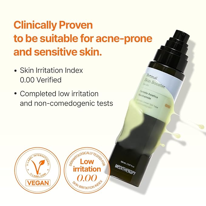 MEDITHERAPY Retinal Skin Booster Serum – Beginner Friendly Non-Irritating Retinaldehyde for Face and Body – Anti-Aging Retinol Pore Minimizer for Blemish Prone Skin– Korean Skin Care, 5.07 Fl.Oz Large