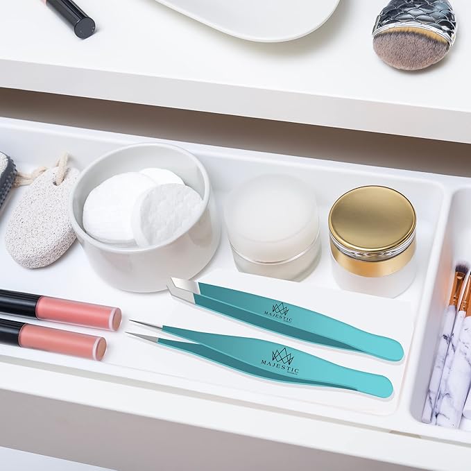 Majestic Bombay Fine Point + Slant Tweezers for Women and Men – Splinter Ticks, Facial, Brow and Ingrown Hair Removal–Sharp, Needle Nose, Surgical Tweezers Precision best tweezers for chin hair