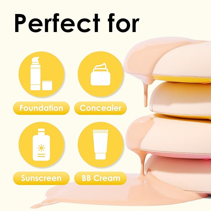 4Pcs X-Large Makeup Sponge Puff Set For Foundation Concealer & Powder, Latex Free Blender Sponges Puff For Natural And Easy Makeup, Soft Long-lasting And Beginner-friendly
