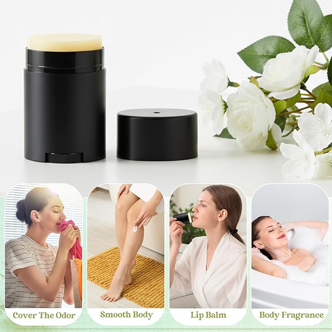 30 Pack 30ml/1oz Empty Deodorant Containers, Bottom Filling, Black Plastic Oval Refillable Deodorant Containers Twist up Oval Lip Balm Tube for DIY Deodorants Lipstick Crayon Lotion