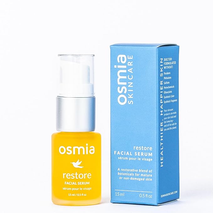 Osmia Skincare - Natural Restore Facial Serum | Lavender, Carrot Seed, Jojoba, Borage, + Pomegranate Oils | Moisturize, Boost, Nourish | Clean Beauty For Healthy Skin (0.45 fl oz | 13.3 ml)