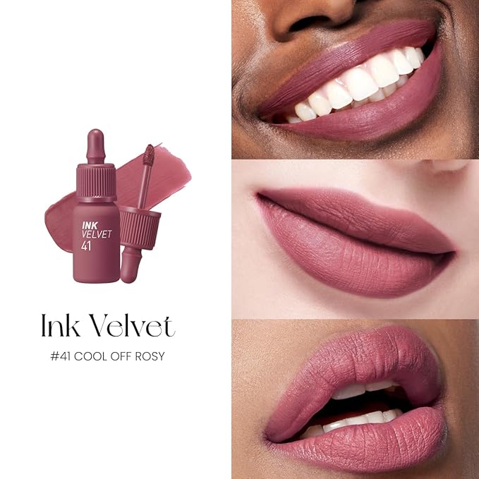 Peripera Ink the Velvet Lip Tint - High Pigment Color, Longwear, Weightless, Not Animal Tested, Gluten-Free, Paraben-Free (041 COOL OFF ROSY)