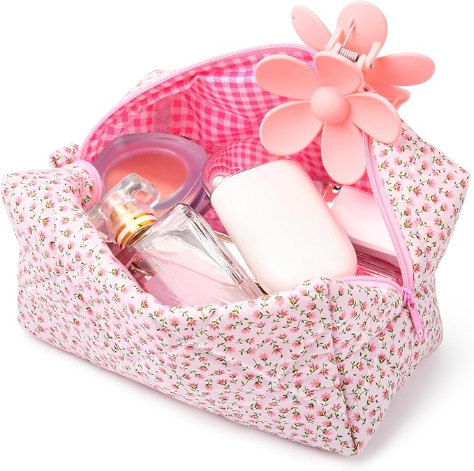Soidram quilted makeup bag floral