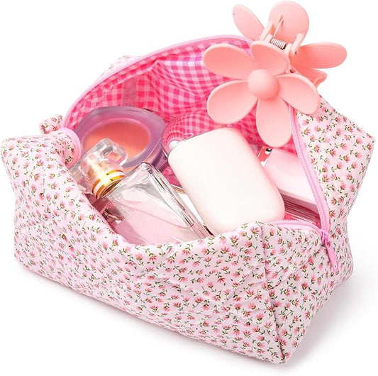 Soidram quilted makeup bag floral