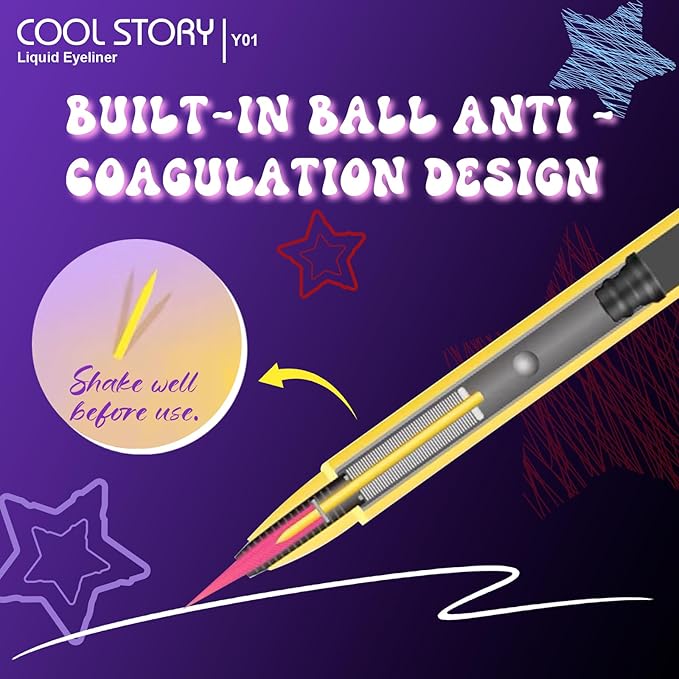 COOL STORY Liquid Eyeliner Waterproof Smudge Proof Eye Liner, 24H Long-Lasting, 0.6ml/0.02 fl.oz (White)