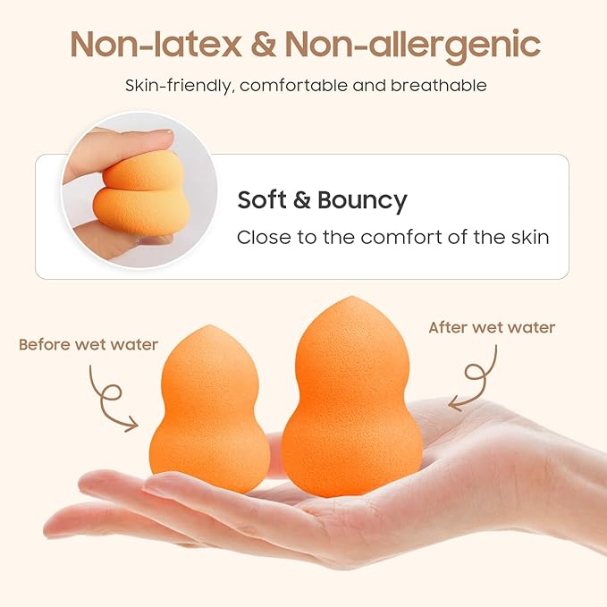 15 Pcs Multicolor Makeup Sponge Set - Latex-Free, Soft & Reusable Beauty Blender Sponges for Wet/Dry Use Blending Powder Puff for Foundation & Concealer Washable Makeup Sponges
