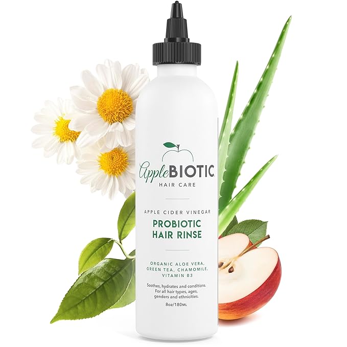Applebiotic Apple Cider Vinegar Hair Rinse - Gentle Scalp Cleanser to Clarify & Remove Product Buildup - Dry, Itchy Scalp Treatment, Silicone & Sulfate Free, 8 oz
