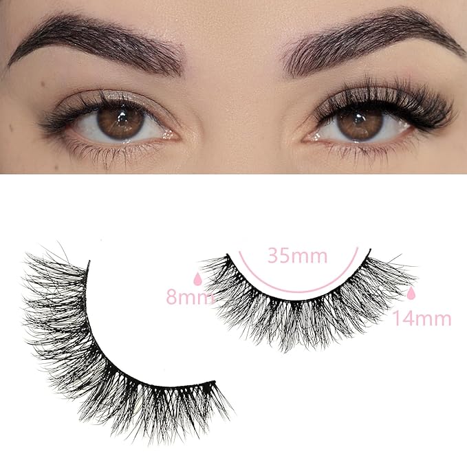 FARRED Natural Lashes Cat Eye False Eyelashes Wispy Fake Lash Strips 7 Pair Short Fluffy Strip Eyelash Wispies Mink Small Lashes Natural Look Full Pestañas Sets for MUA and Beginners Daily Makeup