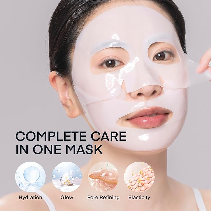 TEREZ & HONOR Korean Real Deep Bio Collagen Face Mask - 4ea x 33g Hydrogel Overnight Masks for Deep Hydration, Glowing, Pore Minimizing, Elasticity, Fragrance-Free, 100 Da Ultra-Low Molecular Collagen