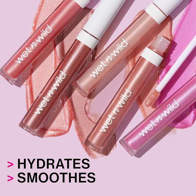 wet n wild MegaSlicks Lip Gloss, Ultra-Glossy, Vitamin-E Enriched, Ultra-Gloss High Shine Moisturizing, Cruelty-Free & Vegan - Nude Mood