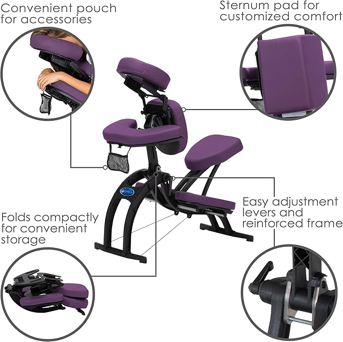 EARTHLITE Portable Massage Chair AVILA II - Premium Folding Spa/Massage/Tattoo Chair incl. Rolling Carry Case