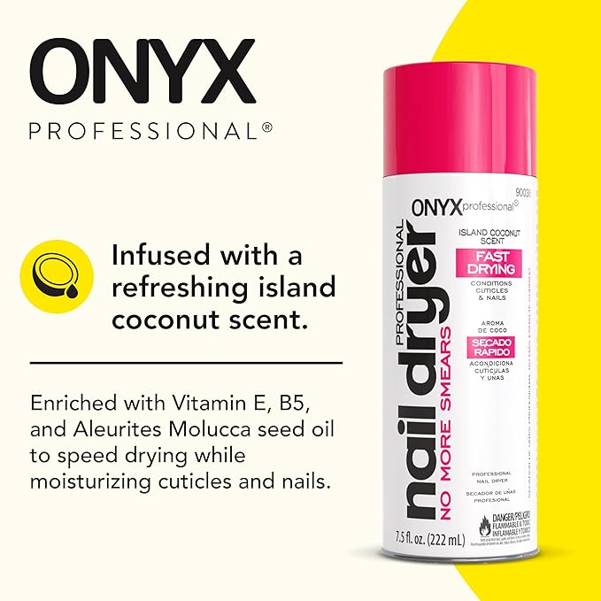 Onyx Professional Nail Polish Dryer, 7.5 oz - Rapid Drying, Fast Drying Spray, Salon Style Results Nail Dryer