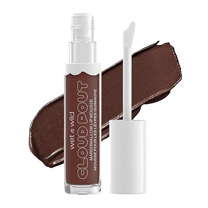 wet n wild Lip Cream Cloud Pout w/Marshmallow, Dark Brown Love You Smore | Argan Oil | Vitamin E | Marshmallow Flavored