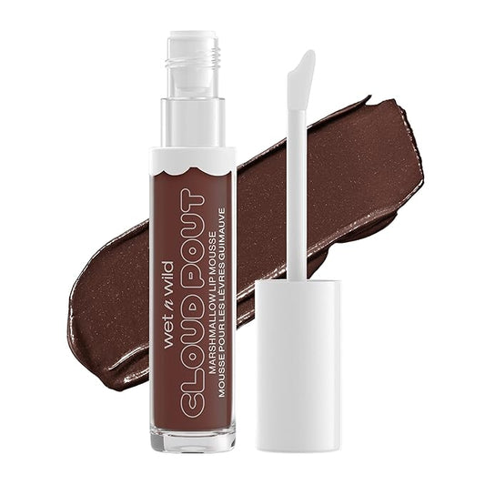 wet n wild Lip Cream Cloud Pout w/Marshmallow, Dark Brown Love You Smore | Argan Oil | Vitamin E | Marshmallow Flavored