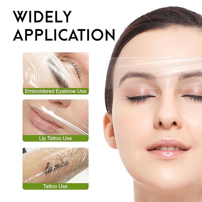 3 Pack Preservative Film Plastic Wrap for Eyebrow Lamination Lash Lift Lip Blush Tint Kit Semi Permanent Make Up PMU Supplies Microblading Kit 42mm Width 200 Meter (3 Pack)