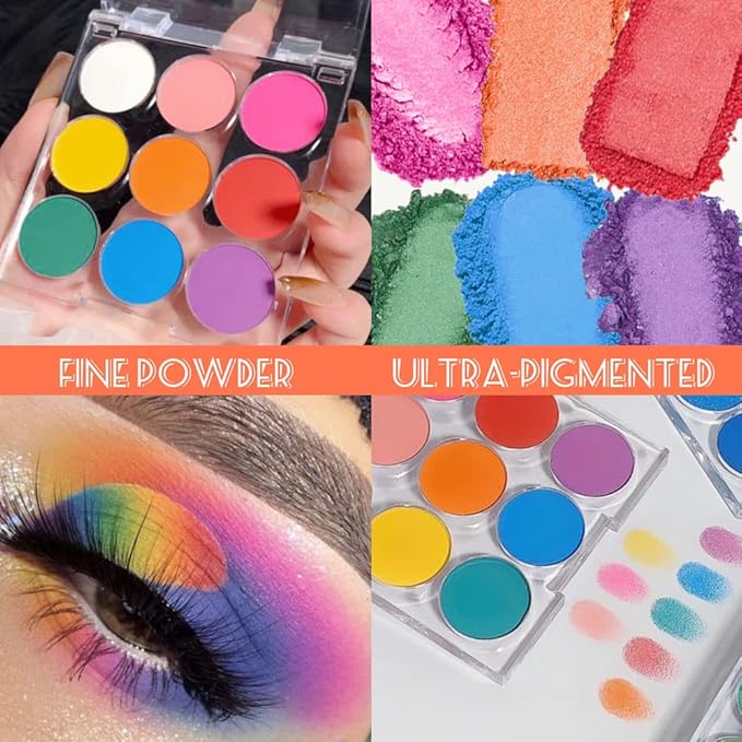 SUAKE 9 Colorful Light to Dark Matte Eyeshadow Palette. Highly Pigmented Pink Orange Blue Purple Eye shadow Paleta.Blendability Matte Makeup Powder Palet.paleta de sombras de ojos