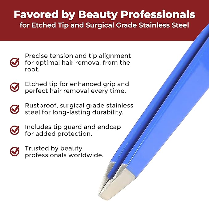 Venus by Regine Slant Tweezers - Handmade Precision Tool for Women & Men, 25-Degree Angle for Shaping Eyebrows & Grooming Facial Contours, Suitable for Eyebrow & Facial Hair Removal (Navy)