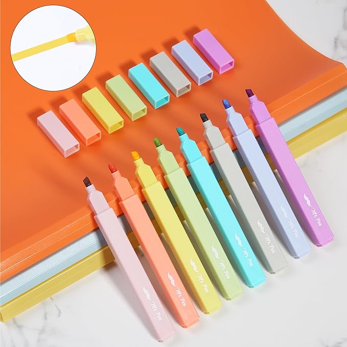 Mr. Pen- Aesthetic Highlighters, 8 Pack, Chisel Tip, Retro Colors, Cute Highlighters Assorted Colors, Cute Markers