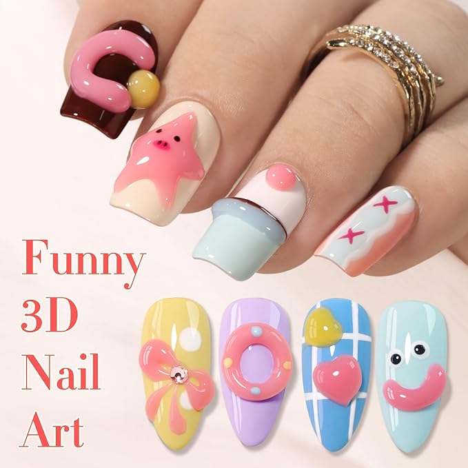 Double Rhythm 0.5 Oz 3D Nail Gel Nail Art Sculpting Gel No Wipe Gel Polish for Nail Designs DIY Nail Art for Drawing, Molding, Sculpture and Decoration (3D Sculpting Gel Pink)