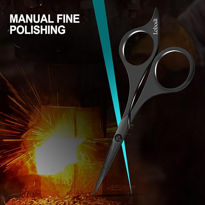 Professional beard scissors, 4.9-inch (black) small pointed stainless steel hairdressing scissors, Moustache Trimming，suitable for personal care and beauty of both men and women