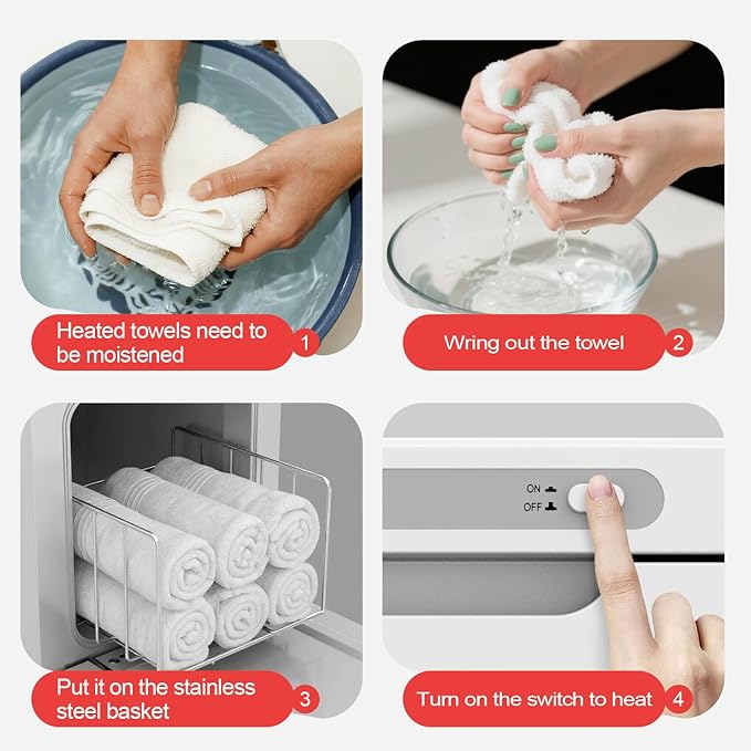 Hot Towel Warmer, 5L Towel Warmer Cabinet, Small Towel Heater with Stainless Steel Rack, Professional Towel Heating Box, Use for Spa, Beauty Salon, Barber, Massage, Gym, Home (White)