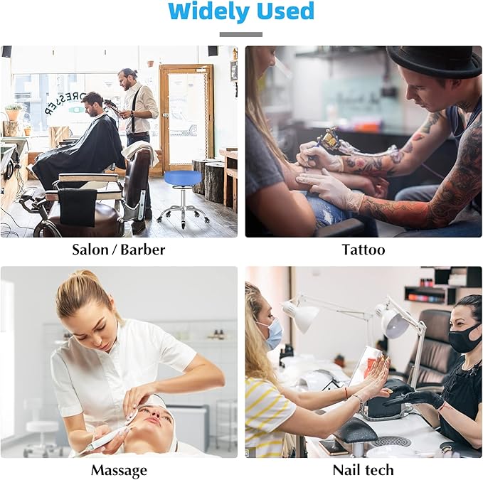 Rolling Stool with Wheels 400lbs Weight Capacity,Heavy Duty Lash Chair Adjustable for Tatoo Lab Massage Salon Spa Drafting Nail Teach,360 Swivel,Leather,Thick Seat Padding (Blue)