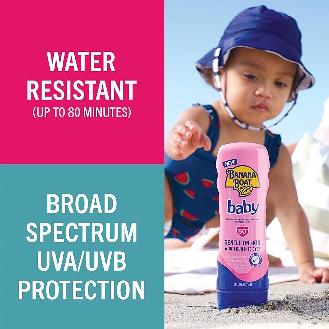 Banana Boat Baby Sunscreen SPF 50, 6oz | SPF 50 Sunscreen for Babies and Toddlers, Beach Essentials, Baby Sunblock, 6oz