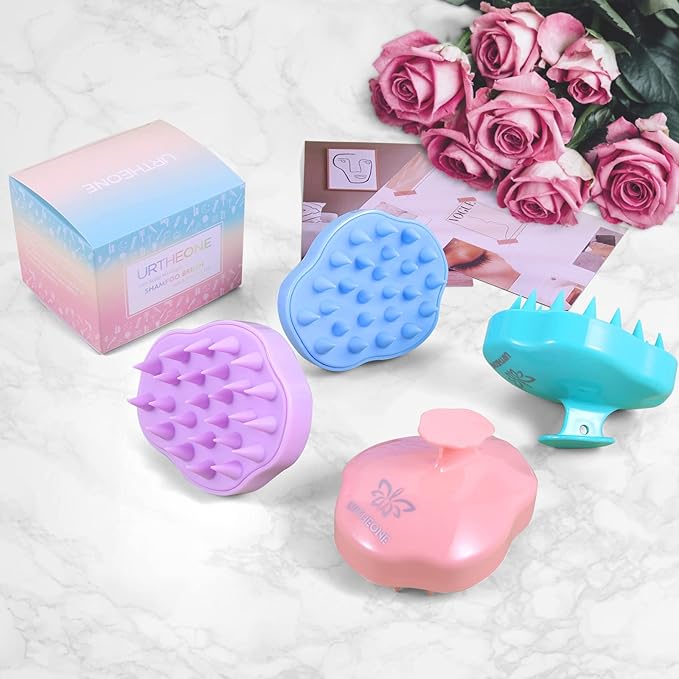 URTHEONE Hair Scalp Massager Shampoo Brush,Soft Silicone Hair Brush for Wet Dry Oily Curly Straight Thick Thin Rough Long Short Natural Men Women Kids Pets Hair Care Tools(Light Green)