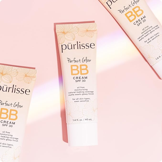 pūrlisse Perfect Glow BB Cream with SPF 30 - Matte Meets Dewy Finish - Enriched with Goji & Hawthorn Berry to Help Improve Skin Texture & Radiance - Fair (1.4 oz)