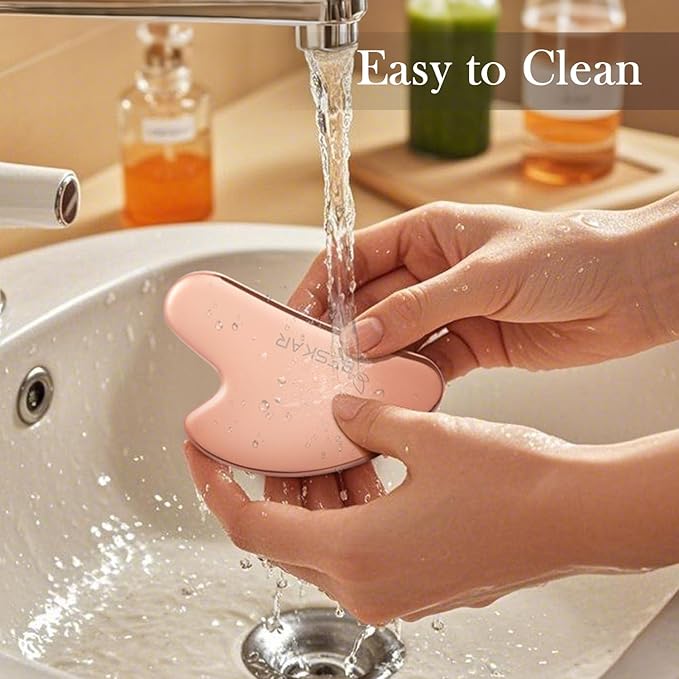 BESKAR Gua Sha Facial Tools, Stainless Steel Guasha Massage Sticks for Jawline Sculpting, Tighten Face Skin and Reduce Wrinkles, Face Eyes Body Neck Massage Tool, Skin Care Gift