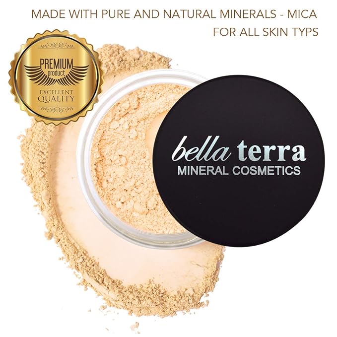 BellaTerra Cosmetics Mineral Powder Foundation – Ultra | Deep Cool Shade with Matte Finish | Buildable, Long-Wearing Mineral Coverage for a Polished, Natural Look 9g