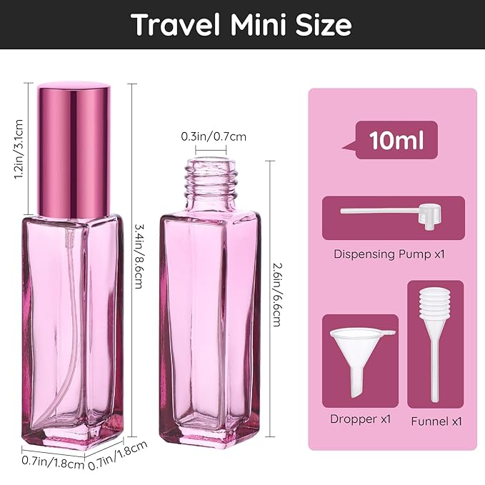 Segbeauty 5pcs Travel Refillable Atomizer, 10ML Empty Sprayer for Perfume, Mini Portable Glass Spray Bottle Dispenser for Cosmetic Accessories, Outgoing Travel Essentials