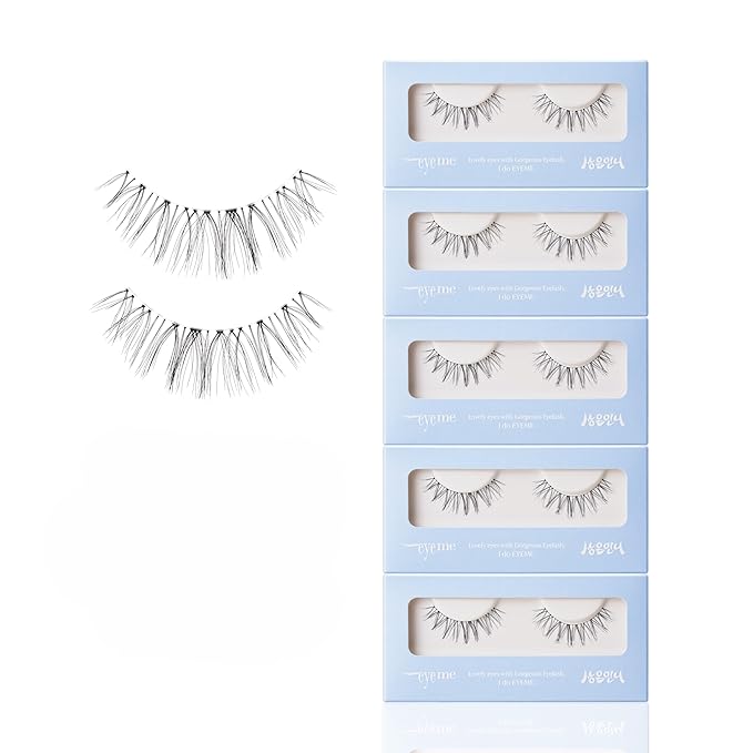 EYEME Eyelash x Artist Collaboration NO.12 Cute Accent – 5 Set Pack, Short Wispy False Eyelashes, Artist-Designed Cat Eye Lashes for a Subtle & Elegant Look, Genuine Korean Product