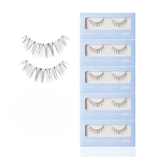 EYEME Eyelash x Artist Collaboration NO.12 Cute Accent – 5 Set Pack, Short Wispy False Eyelashes, Artist-Designed Cat Eye Lashes for a Subtle & Elegant Look, Genuine Korean Product