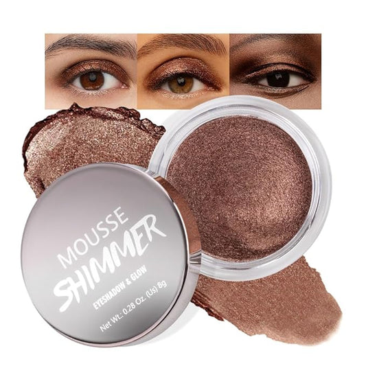 Dark Brown Mousse Single Eyeshadow Palette –Neutral Matte & Shimmer Eyeshadow,Mini Cream Glitter Eye shadow,Long Lasting Highly Pigmented Eye Makeup Compact Travel Siz Eye shadow for Older Women 07#